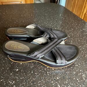 Cole Haan Slip On Mule Platform Womens Brown Sandals Nike Air Sole Size 9 AA